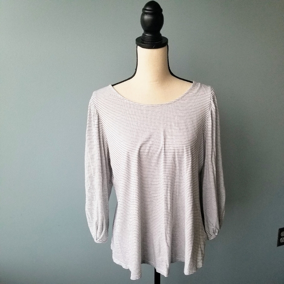 a.n.a Tops - 4/$25 Peasant sleeve Petite large black white